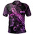 Gambier Islands Polo Shirt Sea Turtle With Blooming Hibiscus Flowers Tribal Purple