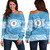 Fiji Off Shoulder Sweatshirt Tribal Pattern Vintage Style