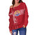 French Polynesia Off Shoulder Sweatshirt Tribal Pattern Tahiti Vintage Style