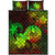 Tahiti Quilt Bed Set Plumeria Flowers Vintage Style Reggae Colors