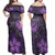 Hawaii Combo Off Shoulder Long Dress And Shirt Hibiscus Turle With Plumeria Flowers