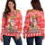 American Samoa Off Shoulder Sweatshirt Manuia Le Kerisimasi Tropical Xmas Patterns