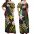 Hawaii Combo Off Shoulder Long Dress And Shirt Kanaka Maoli Reggae Color Hibiscus Flowers