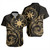 Philippines Filipinos Short Sleeve Shirt Polynesian Tribal Pattern Simple Style Gold