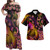 Pohnpei Polynesian Pattern Combo Dress And Shirt Plumeria In Wave