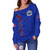 Samoa Off Shoulder Sweatshirt Floral Ulafala Lei Style Blue