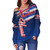 Hawaii Off Shoulder Sweatshirt Hawaii Flag Blue Color Polynesian Patterns Grunge Style