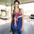 Hawaii Women Tank Hawaii Flag Blue Color Polynesian Patterns Grunge Style