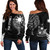 Philippines Filipinos Custom Personalised  Off Shoulder Sweatshirt Tatau White Pattern