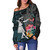 Hawaii Off Shoulder Sweatshirt King Kamehameha With Hawaiian Girls Tropical Flowers