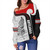 New Zealand Off Shoulder Sweatshirt  Maori Aotearoa Silver Fern Symbols Tattoo