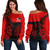 New Zealand Off Shoulder Sweatshirt Maori Pattern Aotearoa Silver Fern Tattoo