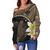 Hawaii Custom Personalised Off Shoulder Sweatshirt Plumeria Sea Turtle Tattoo Tribal Design
