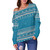 Fiji Off Shoulder Sweatshirt Fijian Masi Pattern Palm Style