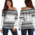Fiji Off Shoulder Sweatshirt Fijian Masi Pattern Palm Style
