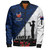 New Zealand Bomber Jacket Anzac Day Poppy Flower And Barbed Wire
