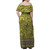 Fiji Woman Off Shoulder Long Dress Green Color Tapa Design