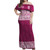 Fiji Woman Off Shoulder Long Dress Traditional Fijian Masi Pink Color