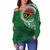 Vanuatu Off Shoulder Sweatshirt Tribal Melanesia Leaf