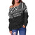 American Samoa Off Shoulder Sweatshirt Custom Polynesian Black Version