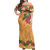 Polynesian Off Shoulder Long Dress Tropical Flowers Polynesian Tribal Motif