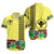 Hawaii Short Sleeve Shirt Kanaka Maoli Map Seal Tropical Flowers Yellow Color
