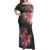 Polynesian Off Shoulder Long Dress Polynesian Tribal Tropical Flowers Special