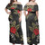 Polynesian Combo Off Shoulder Long Dress And Shirt Hibiscus Plumeria Flowers Polynesian Tribal Motif Patterns
