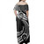 Hawaii Off Shoulder Long Dress Polynesia Tribal Wave Style