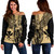 Hawaii Off Shoulder Sweatshirt Polynesian Tribal Tattoo King Kamehameha