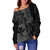 Hawaii Off Shoulder Sweatshirt Polynesian Tribal Tattoo King Kamehameha