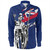 Hawaii Long Sleeve Shirt Tribal Flag King Kamehameha Crack Style