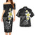 Polynesian Combo Short Sleeve Dress And Shirt Honu Plumeria Tribal Tattoo1