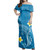Hawaii  Woman Off Shoulder Long Dress Polynesia Floral Tribal Style Color