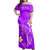 Hawaii  Woman Off Shoulder Long Dress Polynesia Floral Tribal Style Color