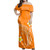 Hawaii  Woman Off Shoulder Long Dress Polynesia Floral Tribal Style Color