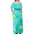 Hawaii  Woman Off Shoulder Long Dress Polynesia Floral Tribal Style Color