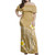 Hawaii  Woman Off Shoulder Long Dress Polynesia Floral Tribal Style Color