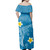 Hawaii  Woman Off Shoulder Long Dress Polynesia Floral Tribal Style Color