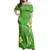 Hawaii  Woman Off Shoulder Long Dress Polynesia Floral Tribal Style Color