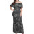 Hawaii Woman Off Shoulder Long Dress Polynesian Tribal And Hibiscus Vintage