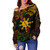 Philippines Filipinos Off Shoulder Sweatshirt Tribal Polynesian Wave Tattoo