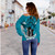 Guam Off Shoulder Sweatshirt Coconut Tree With Coat Of Arms