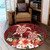 Hawaii Round Rug Polynesia Turtle Drawing Tropical Flower