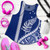 New Zealand Women Tank Maori Tribal Silver Fern With Star Tattoo Style Blue