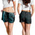 Hawaii Women Shorts Hawaiian Map Kakau Style Turquoise