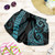 Hawaii Women Shorts Hawaiian Map Kakau Style Turquoise