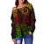 Hawaii Off Shoulder Sweatshirt Map Kakau Style
