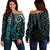 Hawaii Off Shoulder Sweatshirt Map Kakau Style