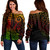 Hawaii Off Shoulder Sweatshirt Map Kakau Style